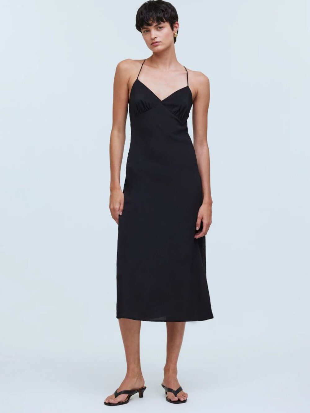 Madewell The Layton Midi Slip Dress Black 8 NWT